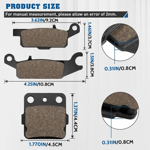 Vista 2 de Pastillas de Freno Delanteras y Posteriores para Yamaha Raptor 250 YFM250 YFM250R 2008-2012, Raptor 250 YFM250RSP Special Edition 2008