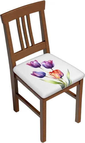 Vista 29 de Fundas de asiento cuadradas para silla de cocina con arces de gato negro de Halloween, 16.9 pulgadas, dos piezas, funda de cojín elástica ajustable