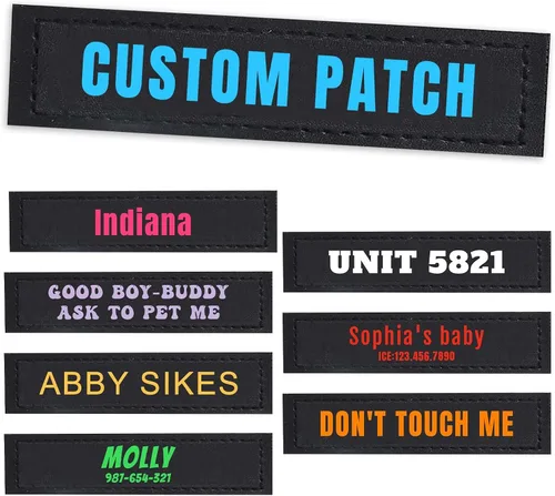 Vista 11 de Parches personalizados con nombre para arnés o collar de perro, texto personalizable, parches tácticos extraíbles, 2 parches personalizados