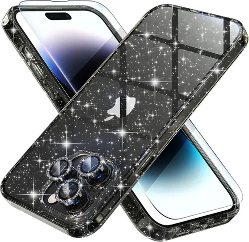 Vista 40 de Choiche, funda para iPhone 14 de mujer, brillante, protección de grado militar, 2 cubiertas de lentes de cámara Diamond, 2 protectores de vidrio