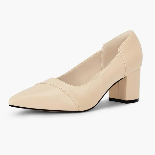Vista 2 de Mafulus Zapatos de tacón bajo de bloque grueso para mujer, elegantes zapatos de vestir para oficina, boda, fiesta