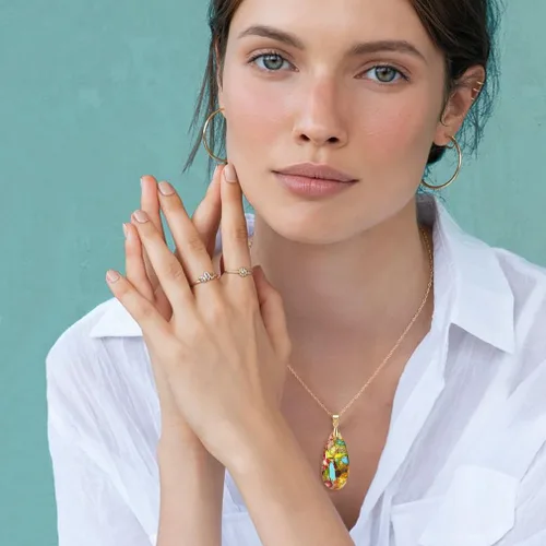 Vista 3 de Suyi Collar de piedra para mujer, collares con colgante colorido en forma de lágrima