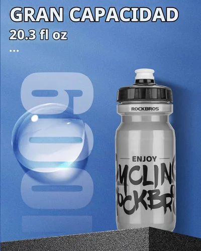 Vista 2 de ROCKBROS - Botella de agua para bicicleta, 20-25 onzas, sin BPA, a prueba de fugas, botella exprimible