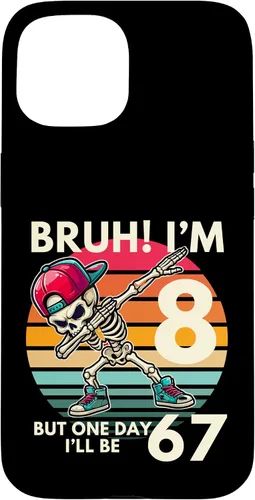 Vista 6 de Bruh I'm 8 But One-Day I'll Be 67 Retro 8th Birthday Kids Case for iPhone XR