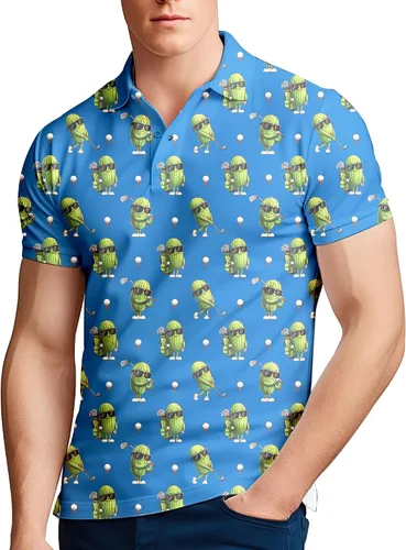 Vista 100 de Camisa de golf de los años 80 para hombre, ajuste seco, manga corta, estampada, divertidas, camisas de golf de los años 90 para hombre