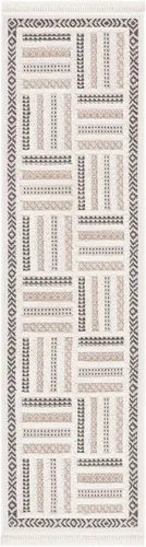 Vista 3 de SAFAVIEH Urban Collection URB212B - Alfombra para pasillo, 2 pies 2 pulgadas x 8 pies, beige y marfil, diseño moderno de flecos con borlas