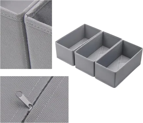 Vista 3 de Organizador pequeño plegable de tela para cajones, paquete de 3, contenedores de almacenamiento transpirables de 11 pulgadas para calcetines, ropa