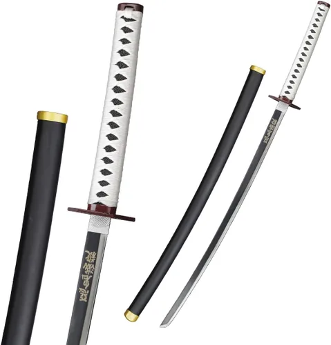 Vista 13 de Munetoshi 40.5 Steel Zenitsu Agastuma Nichirin Katana Demon Killer Samurai Sword Scabbard Cosplay Costumes