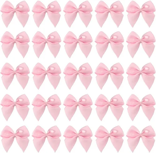 Vista 4 de 7Rainbows, 50 lazos de mini cinta de satén negro con flores y apliques para manualidades DIY, para costura, álbumes de recortes, boda y regalo