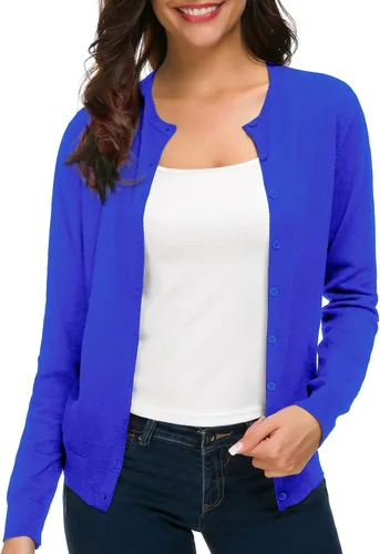 Vista 5 de Urban CoCo Suéter de punto de manga larga con cuello redondo y botones para mujer