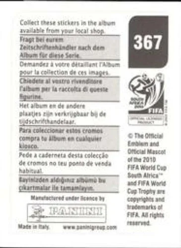 Vista 2 de Calcomanías de la Copa Mundial de la FIFA de Panini 2010 #367 Dennis Rommedahl Dinamarca - Adhesivo oficial de álbum de fútbol