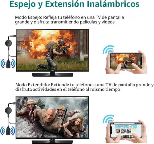 Vista 5 de Adaptador Dongle de Visualización HDMI Inalámbrico 4K 1080P, Transmisión WiFi de Películas, Receptor para i-Phone, i-Pad, iOS, Android, Tablet, Negro