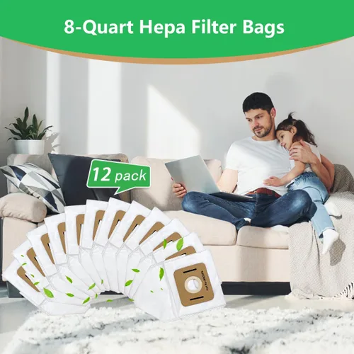 Vista 7 de Paquete de 12 bolsas VACBP6 compatibles con aspiradora Atrix Ergo de 8 cuartos de galón, modelos: VACBPAI VACBP36V VACBP1