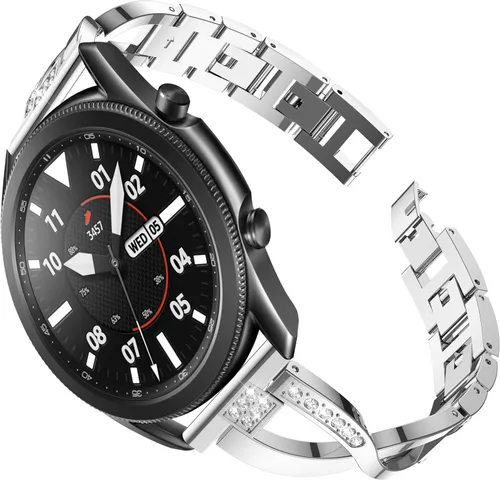 Vista 9 de Correas de repuesto para Samsung Galaxy Watch 3 de 1.772 in SM-R840 para mujeres y hombres, 0.866 pulgadas de liberación rápida de acero inoxidable