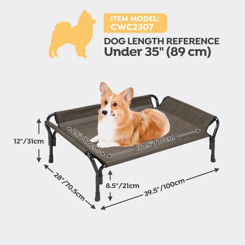 Vista 3 de Veehoo Cama elevada para perro de tamaño mediano, con pasamanos, antideslizante, a prueba de mordidas, lavable y transpirable de malla Teslin