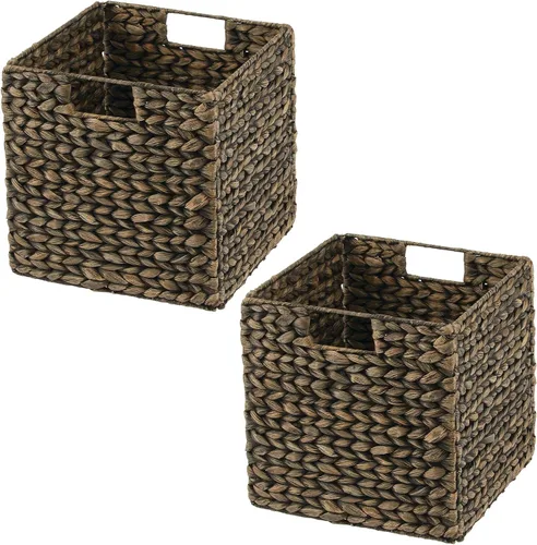 Vista 9 de mDesign L - Cesta de almacenamiento tejida con jacinto, en forma de cubo, 2 unidades Negro