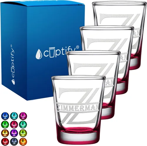 Vista 64 de Cuptify Inicial de cristal con monograma y nombre de 2 onzas, parte inferior negra grabada con texto personalizado para regalos, bodas, cumpleaños