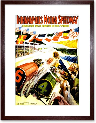 Vista 8 de The Art Stop Sport Race Indianapolis Motor Speedway Car Flag Indy 500 Impresión enmarcada B12X11273