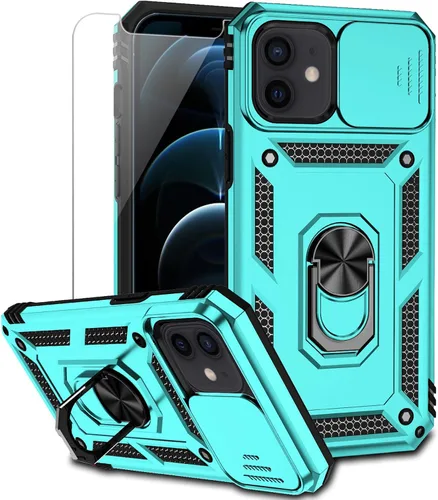 Vista 11 de Funda para iPhone 12 Mini con cubierta para lente de cámara, protector de pantalla HD, doble capa de protección contra caídas de grado militar