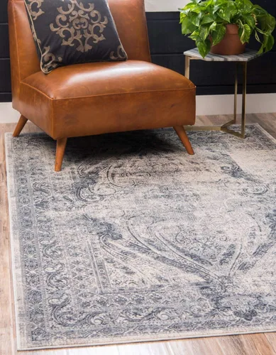 Vista 23 de Unique Loom Chateau Collection - Alfombra de área Wilson (2' 2" x 6' 9", alfombra de pasillo, azul oscuro/gris)
