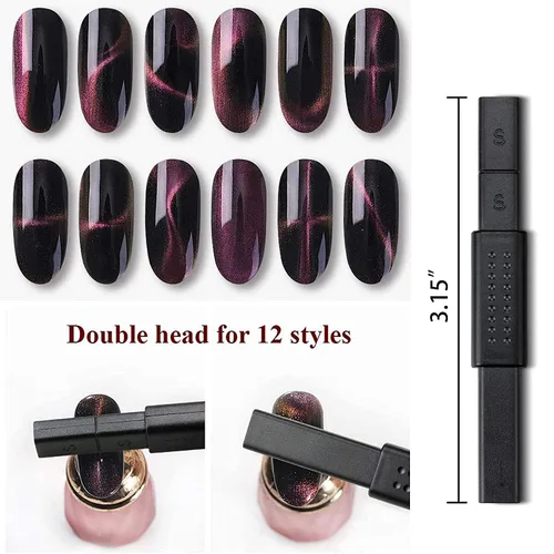 Vista 6 de 11 imanes de uñas, imanes de ojo de gato para uñas, barra magnética de esmalte de uñas, kit de diseño de uñas 3D, esmalte de gel magnético
