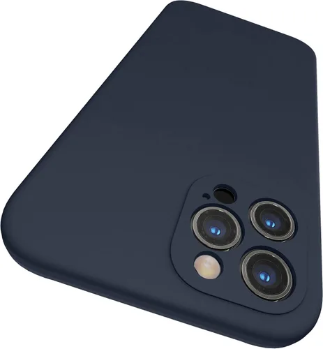 Vista 13 de SURPHY Funda diseñada para iPhone 12 Pro Max con protección para cámara, funda de silicona líquida con forro de microfibra, color negro