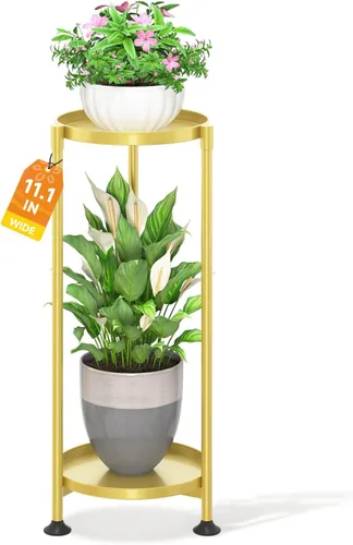 Vista 28 de LASZOLA Soporte plegable para plantas de interior de 7 niveles para múltiples macetas grandes, estante ajustable alto y resistente con bandeja de 10