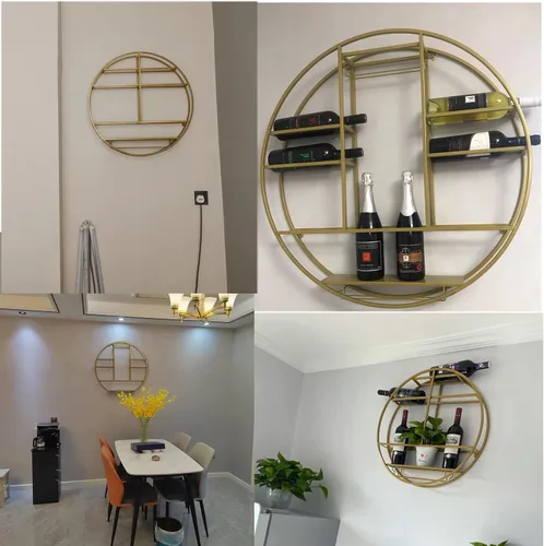 Vista 7 de Estante colgante para copas de vino montado en la pared, Estante para copas de vino para barra de cocina, soporte de exhibición redondo de la taza
