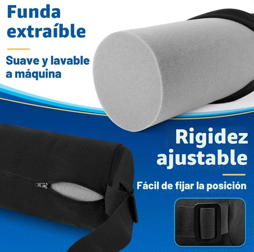 Vista 4 de CushZone Almohada de soporte lumbar para rodillo, cojín trasero de espuma Negro