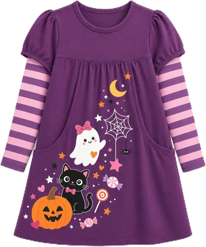 Vista 17 de VIKITA - Vestidos de invierno para niñas, de manga larga, ropa escolar para niñas de 2 a 12 años Alh5805