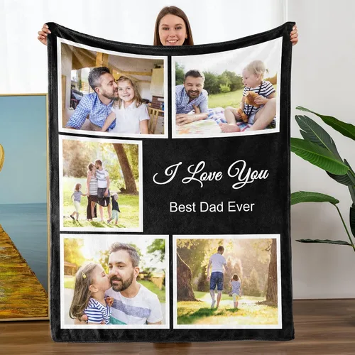 Vista 14 de TURMTF Manta personalizada con foto para mamá de hija e hijo, regalos de boda personalizados para ella, él, pareja, esposa, marido, novia, novio