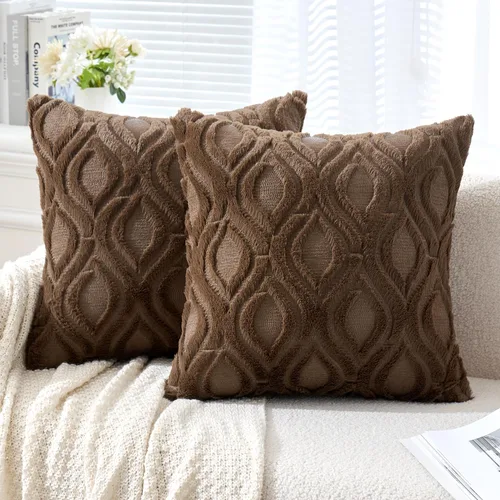 Vista 54 de MIULEE - Juego de 2 fundas de almohada de lana sintética suave y afelpada, fundas decorativas de estilo bohemio para sofá, sala de estar, cama, 16 x