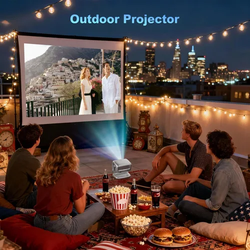 Vista 8 de Proyector inteligente 4K nativo 1080P 1800 ANSI, enfoque automático, WiFi 5G, Bluetooth 5.2, aplicaciones integradas, proyector de película portátil