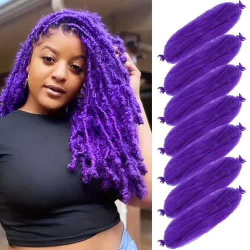 Vista 12 de Cabello para Trenzas Marley Twist de 10 pulgadas Negro 3 Paquetes Cabello Afro Twist Elástico Preseparado para Locs Suaves Cabello Spring Twist