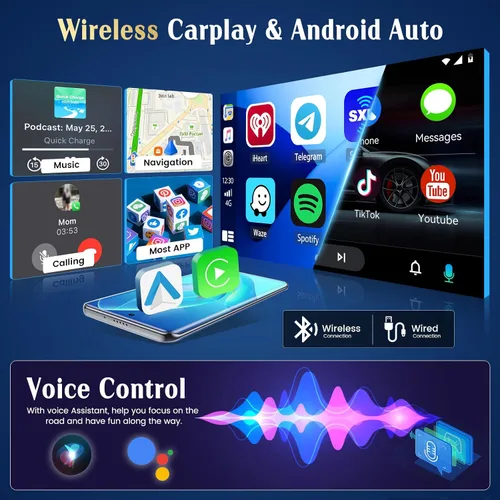 Vista 3 de Estéreo del coche 4Core+64G Android 15 para 2006 2007 2008 Honda Pilot Inalámbrico Caplay Android Auto, 9 '' Pantalla Táctil Radio 26UI GPS WiFi