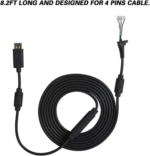 Vista 2 de Cable de repuesto USB de 5 pines para gamepad de 8.2 pies con adaptador separable para Xbox 360, cable de repuesto para controlador Xbox 360, cable