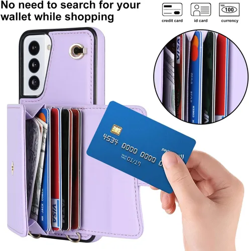 Vista 3 de Funda para Samsung Galaxy S21 de 6.2 pulgadas, bandolera con correa de hombro, funda protectora de moda para Galaxy S21 (morado)