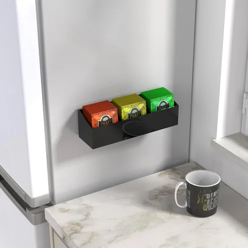 Vista 2 de NiHome Organizador magnético de bolsas de té para refrigerador, organizador de almacenamiento de bolsas de té acrílicas para refrigerador, soporte