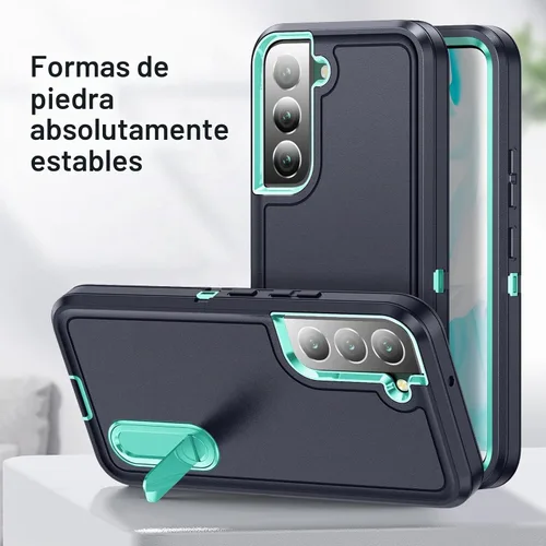 Vista 5 de BaHaHoues Funda con soporte integrado para Samsung Galaxy S22 5G de 6.1 pulgadas, a prueba de golpes, polvo y caídas, de grado militar
