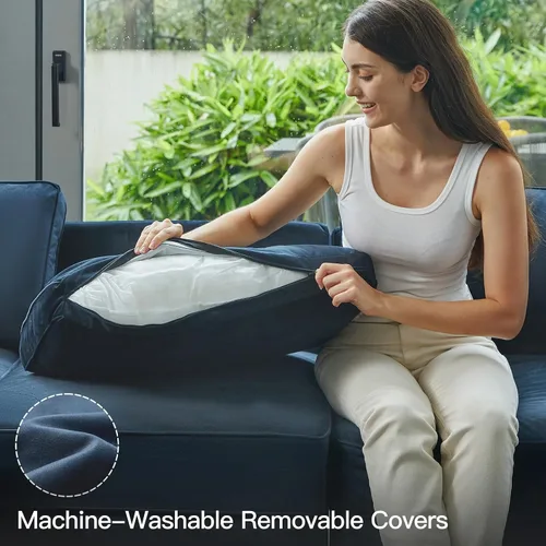 Vista 6 de Belffin - Sofá modular de terciopelo con asiento de almacenamiento, sofá en forma de U de gran tamaño con diván reversible, con otomana, color azul