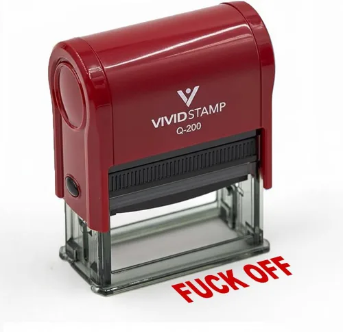 Vista 2 de Sello de goma de oficina autoentintado Fuck Off (tinta roja) - Q-200 Rojo
