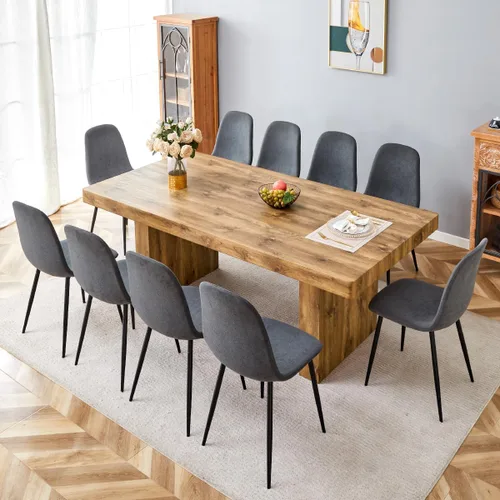 Vista 57 de gopop Mesa de comedor de mármol de 63 pulgadas, tablero de mesa de comedor MDF con patrón de mármol y base para cocina y comedor.