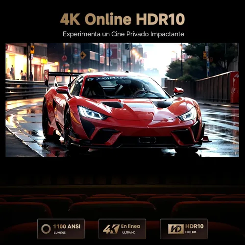 Vista 4 de Proyector Wanbo X5 Pro Google TV compatible con 4K, proyector inteligente de 1100 lúmenes ANSI con WiFi y Bluetooth, proyector de películas