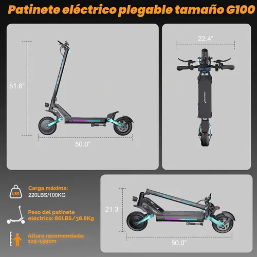 Vista 8 de Movcan Scooter eléctrico serie G100 para adultos CLÁSICO AZUL