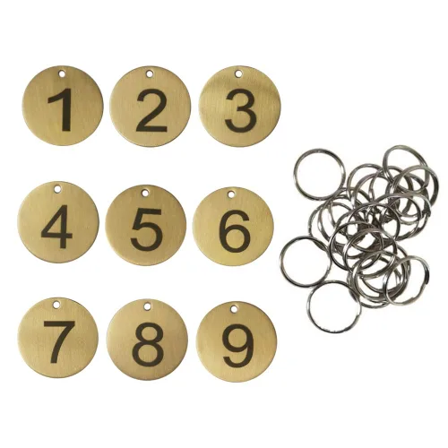 Vista 2 de Etiquetas de latón numeradas con llaveros (1-10)
