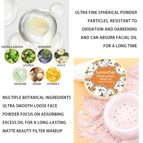 Vista 4 de LemonSac 2 polvos faciales sueltos, control de aceite que minimiza los poros y las líneas finas, maquillaje en polvo para hornear, efecto de enfoque