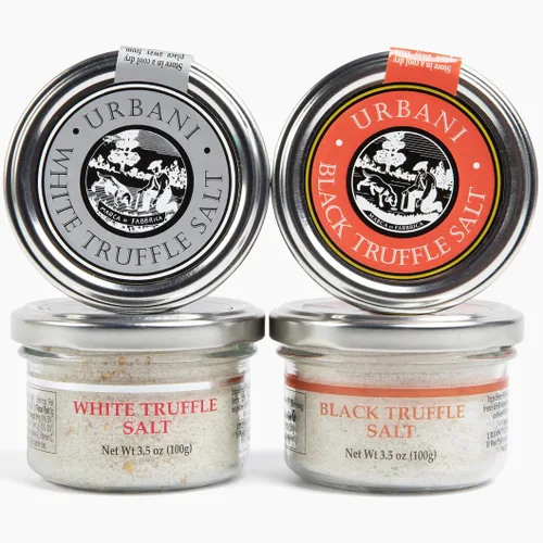 Vista 6 de Sal de trufa blanca italiana con copos de trufa real, 3.5 onzas, por Urbani Truffes. Fabricado en Italia con la mejor sal para un fuerte sabor