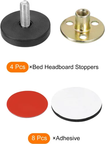 Vista 3 de uxcell Marco de cama ajustable roscado fijador antivibración, tapones de cabecero de 1.18 a 1.57 pulgadas (1.181-1.575 in), antigolpes y ruido