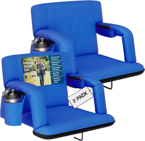 Vista 18 de Alpcour Asiento plegable para estadio – Silla de apoyo para adultos amplios reclinables de lujo para adultos para blanqueadores – Mejor extra grueso
