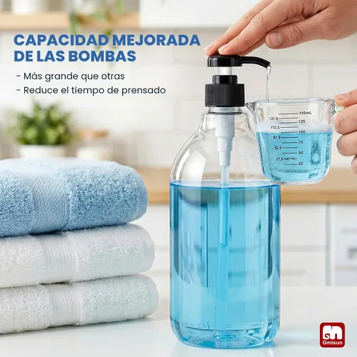 Vista 7 de GMISUN Dispensador de detergente de plástico para ropa, paquete de 2 dispensadores de jabón líquido para lavandería, contenedor de almacenamiento